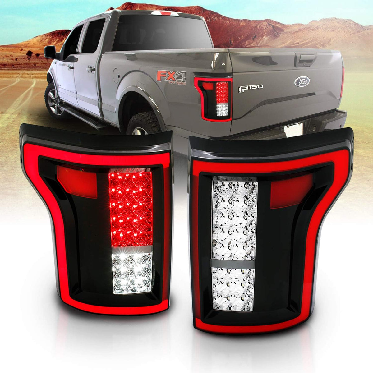 Full LED Dark Black Tail Lights Assembly Pair O771