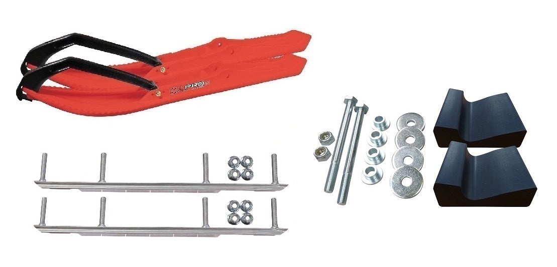 Red BX Snowmobile Skis with 9" Shaper Bars Complete Kit O7727