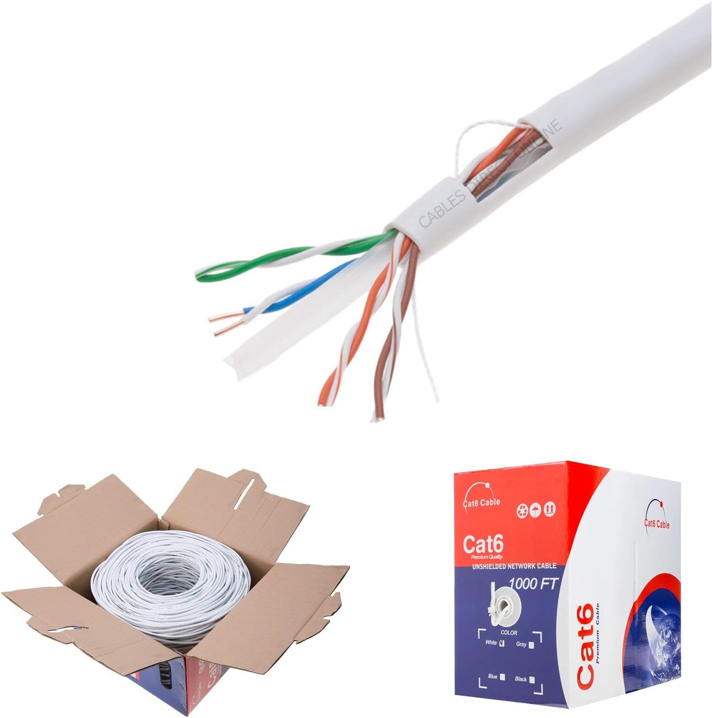 Orange CAT6 1000ft UTP Solid Ethernet Cable 23AWG G140