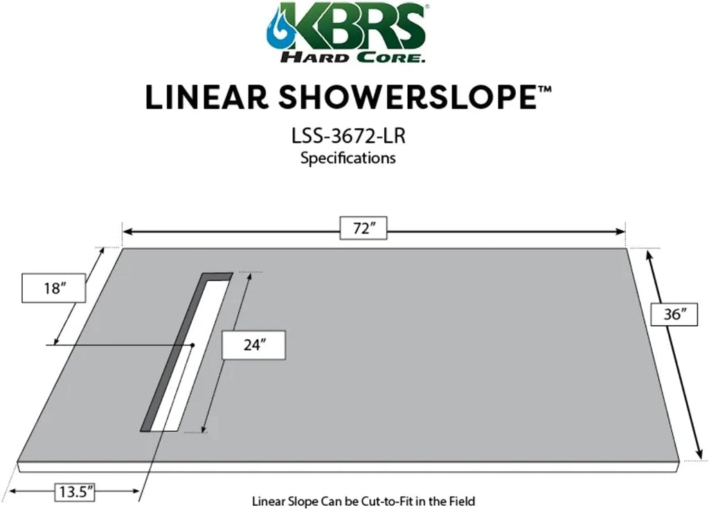 36” x 72” Linear Drain Shower Kit with ABS Drain Body V4712