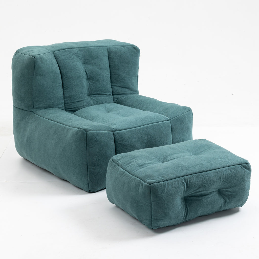 Blue Velvet Sofa Chair with Ottomans O461