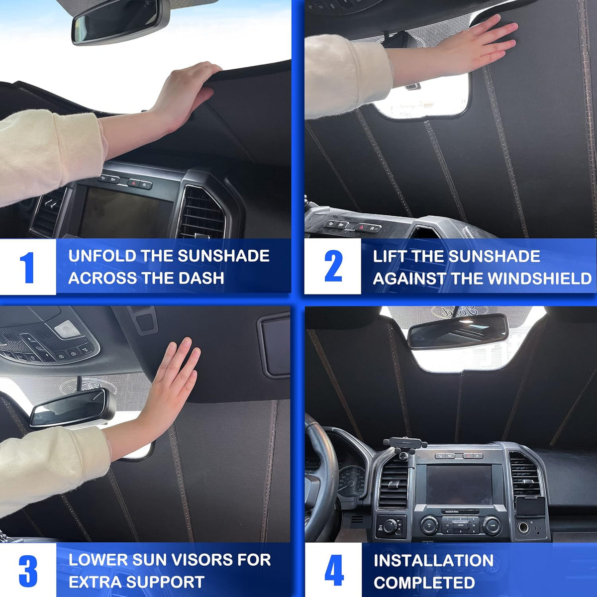 Front Windshield Sun Shade Accordion Foldable Pack of 2 G5788