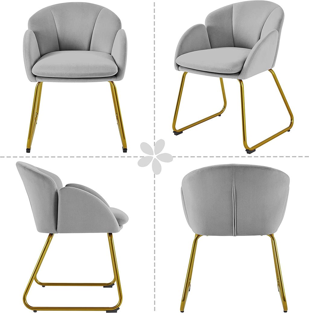 Gray Velvet Armchair with Golden Metal Legs M996
