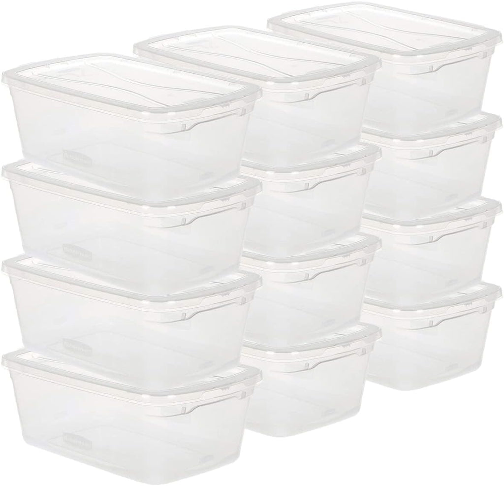 Clear 6 QT Pack of 12 Stackable Plastic Storage Containers with Lids D109