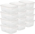 Clear 6 QT Pack of 12 Stackable Plastic Storage Containers with Lids D109