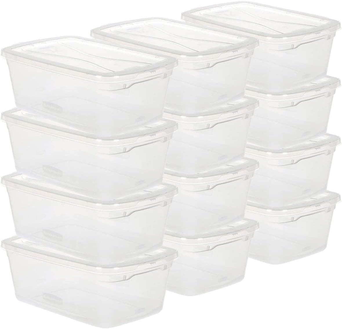 Clear 6 QT Pack of 12 Stackable Plastic Storage Containers with Lids D109