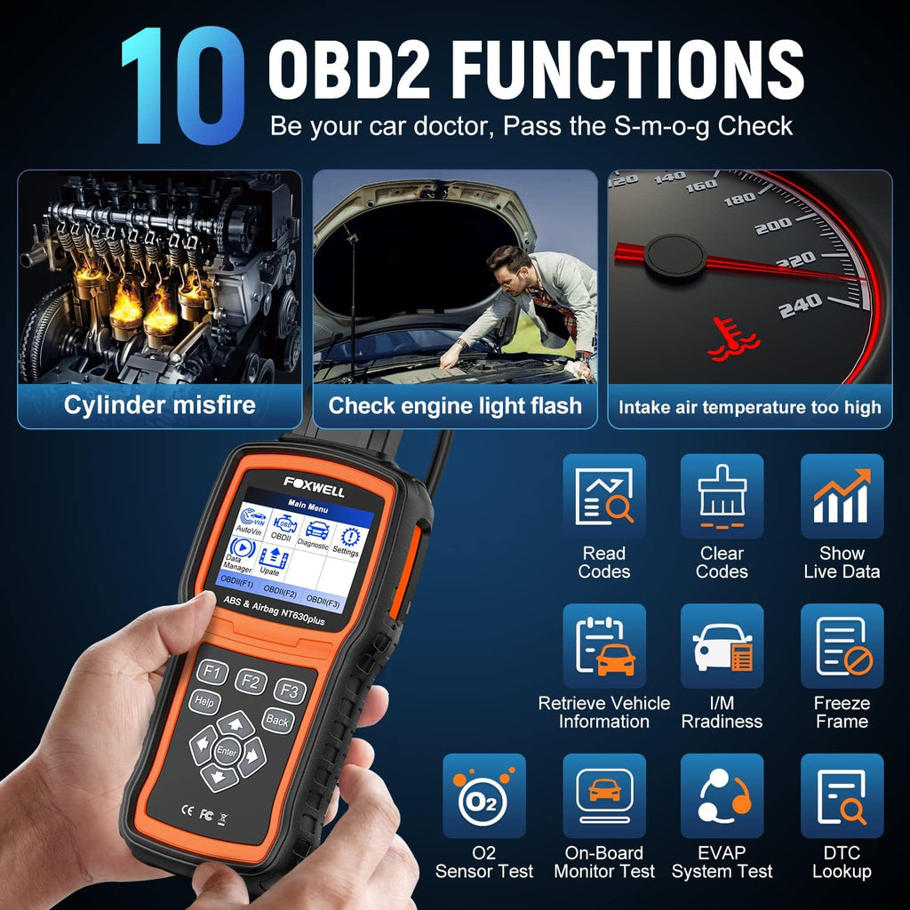 ABS SRS Airbag Code Reader Scan Tool Bidirectional OBD2 Scanner with ABS Bleeding I65074
