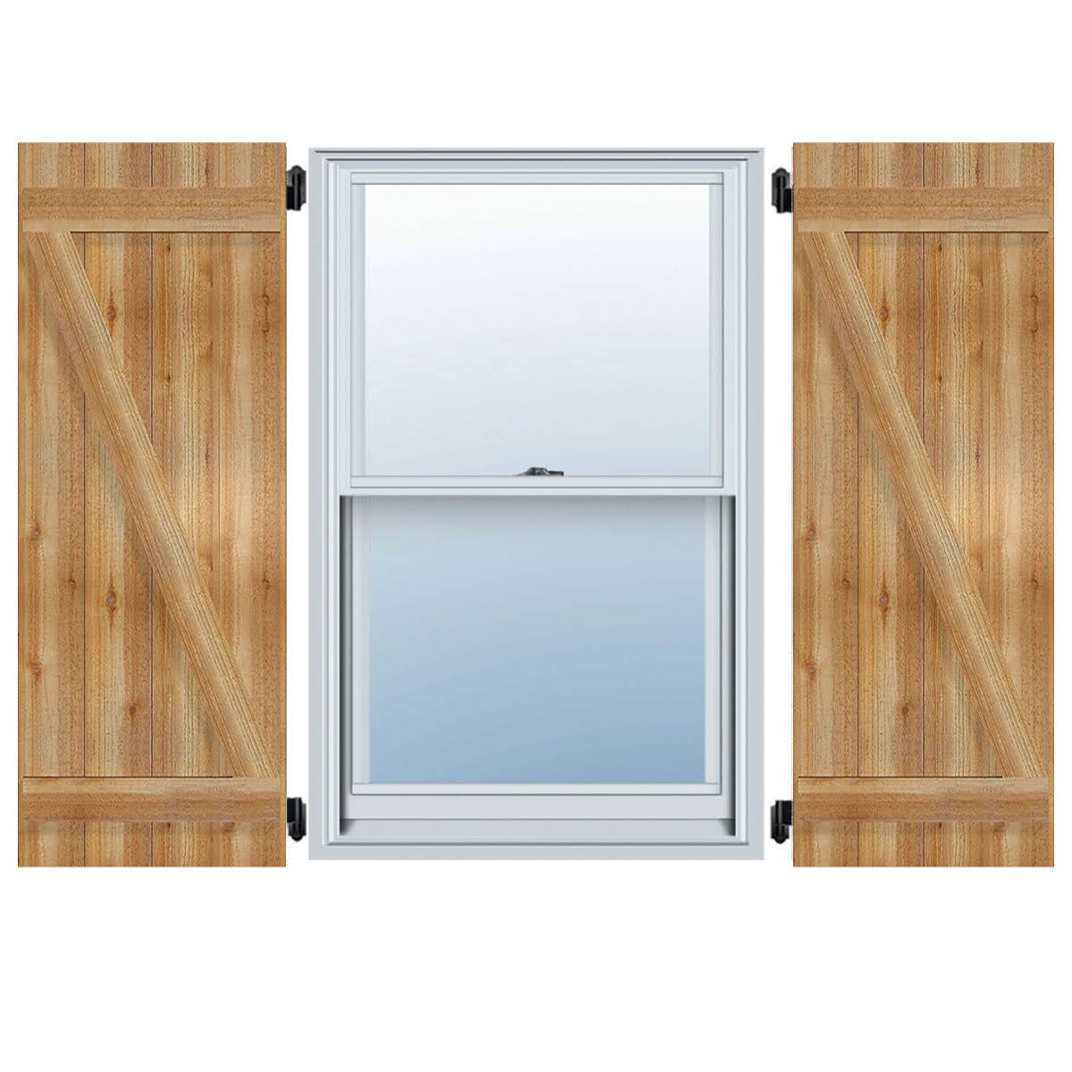 Rough Sawn Western Red Cedar Board-n-Batten Shutters with Z-Bar V3874