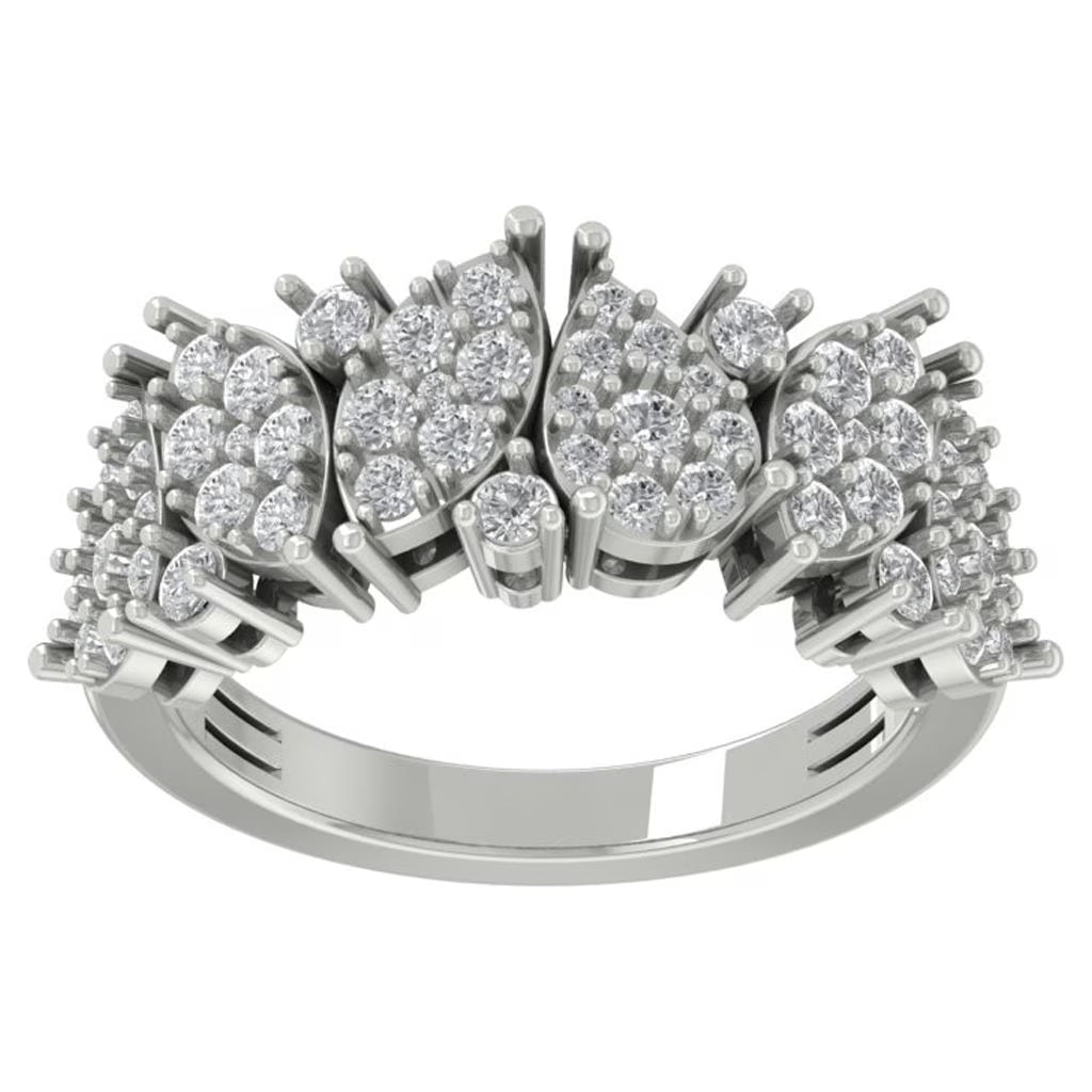 14K White Gold Diamond Cluster Ring, Size 7 G202