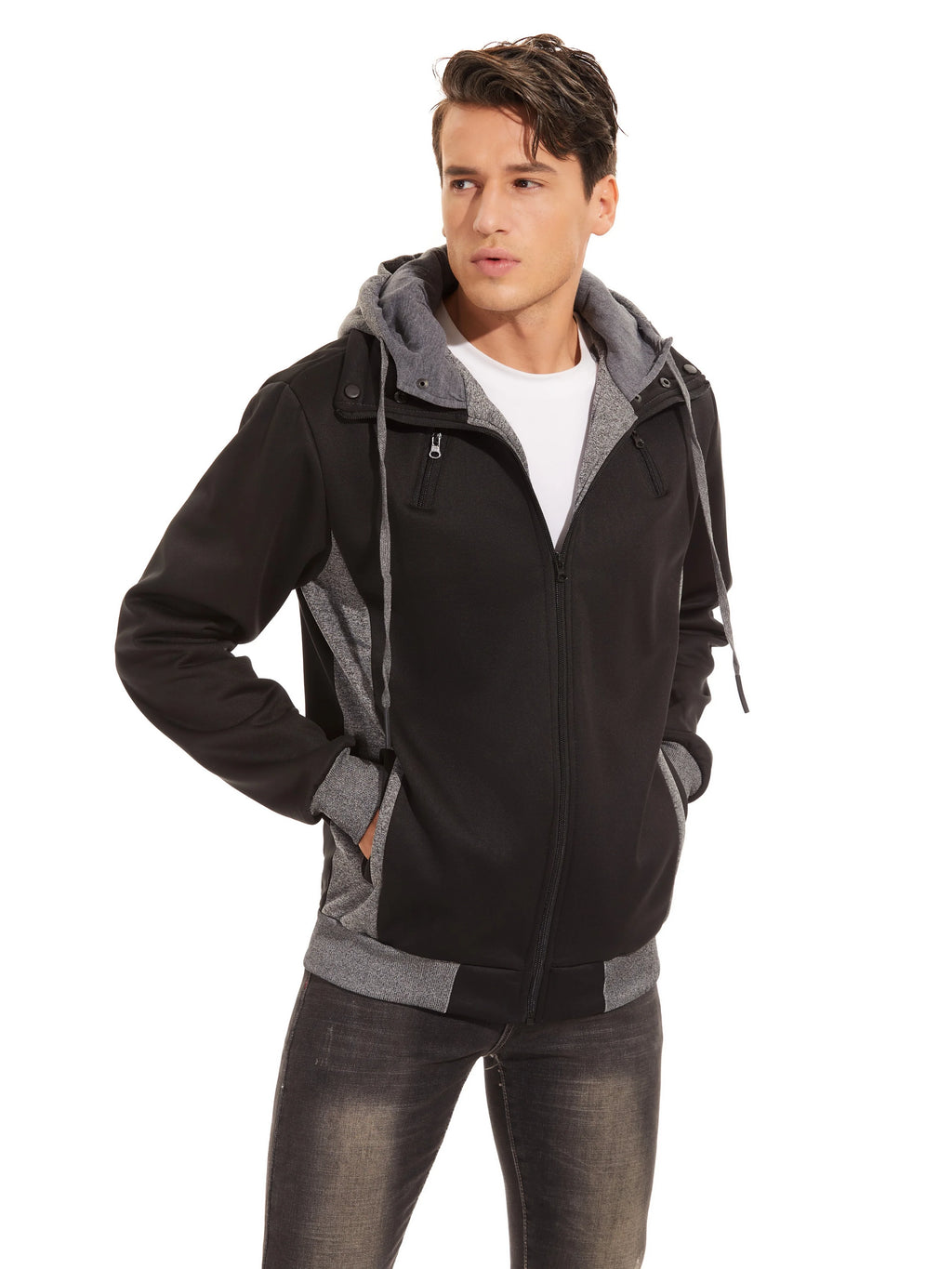 Black Fleece Zipper Hoodie L534269
