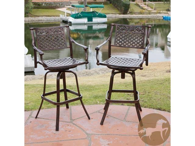 Set of 2 Cast Aluminum Patio Barstool Copper Y1335
