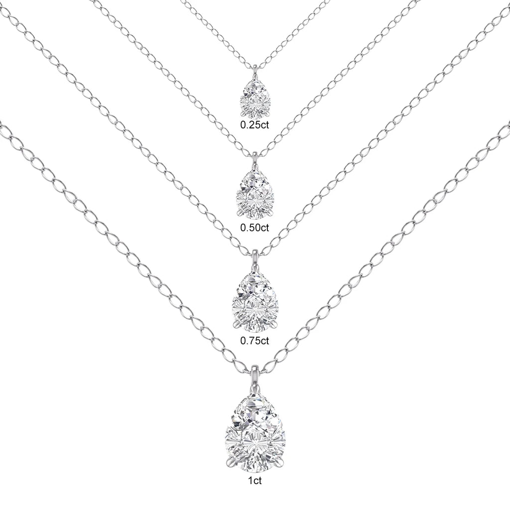 14K White Gold Pear Solitaire Diamond Pendant D86899
