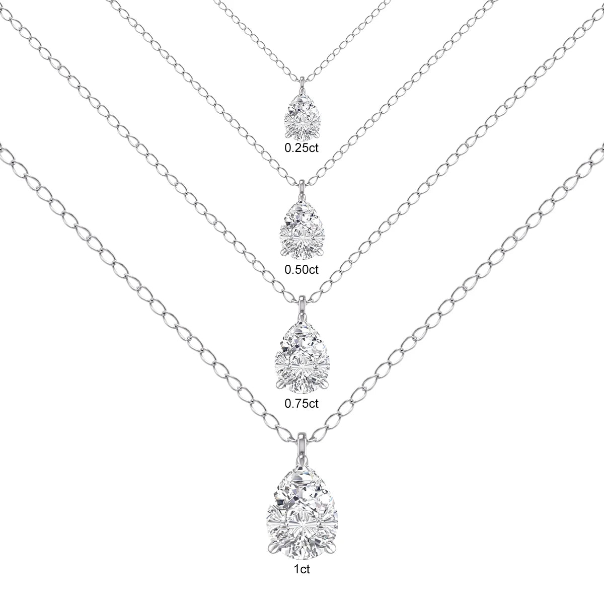 14K White Gold Pear Solitaire Diamond Pendant D86899