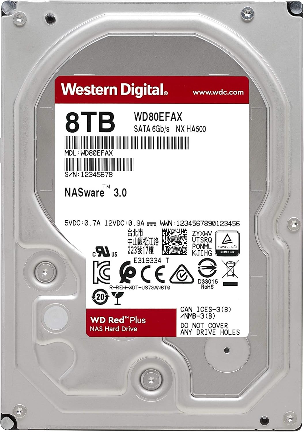 10TB WD Red Plus NAS Internal Hard Drive HDD - 5400 RPM, SATA 6 Gb/s, CMR, 256 MB Cache, 3.5 T905