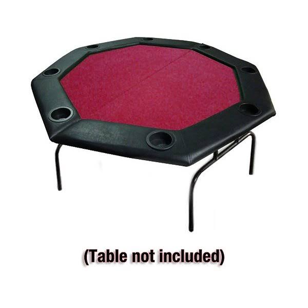 Red 48 inch Folding Octagon Poker Tabletop with Cup Holders and Padded Rail A7009