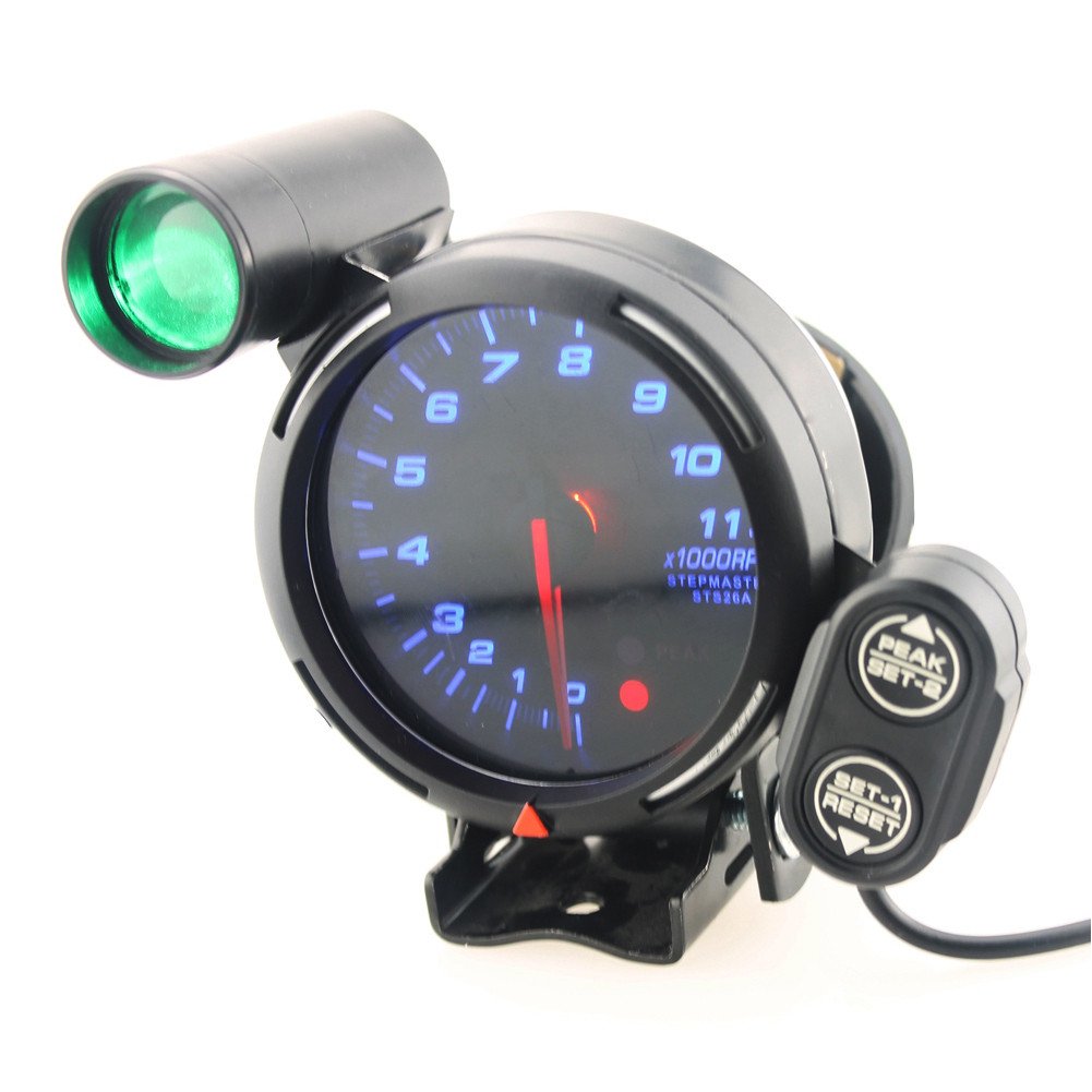 12V 3.75 Inch 11000 RPM Blue LED Tachometer Gauge Kit with Shift Light K189198