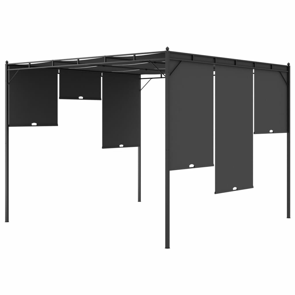 Garden Gazebo with Side Curtain Steel Frame Sun Shade Shelter 118.1 x 118.1 x 88.6 Inches O52213