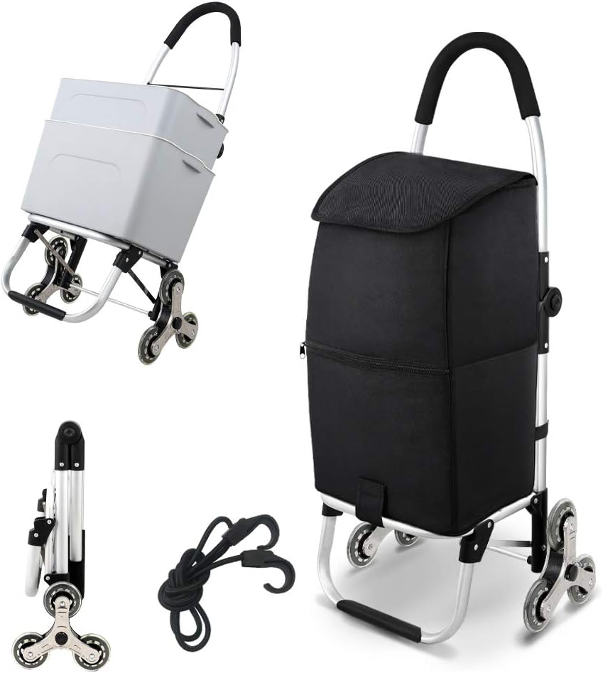 Black Foldable Shopping Cart with Extra Large Bag (6 Wheels) I402
