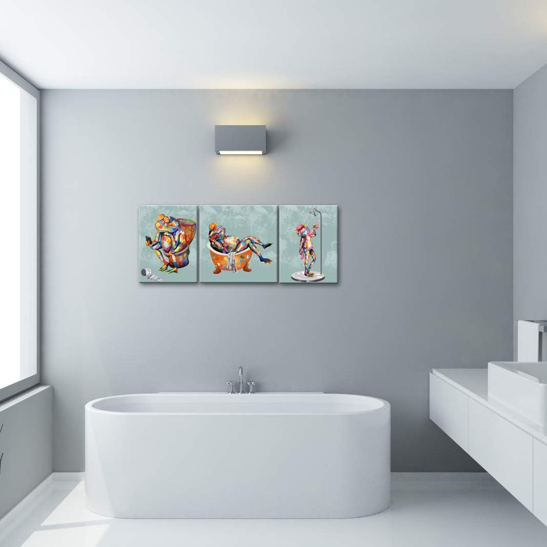 3 Panel Frog Canvas Wall Art Stretched Ready to Hang H-16 inch W-40 inch R394099