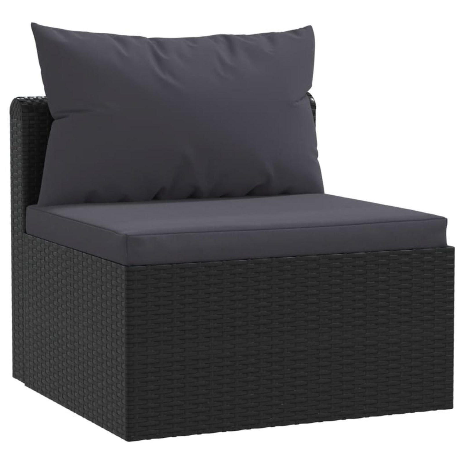 Black Poly Rattan 3 Piece Patio Sofa Set with Cushions V892