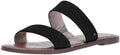 Black Suede Open Toe Flat Slip On Sandals N575