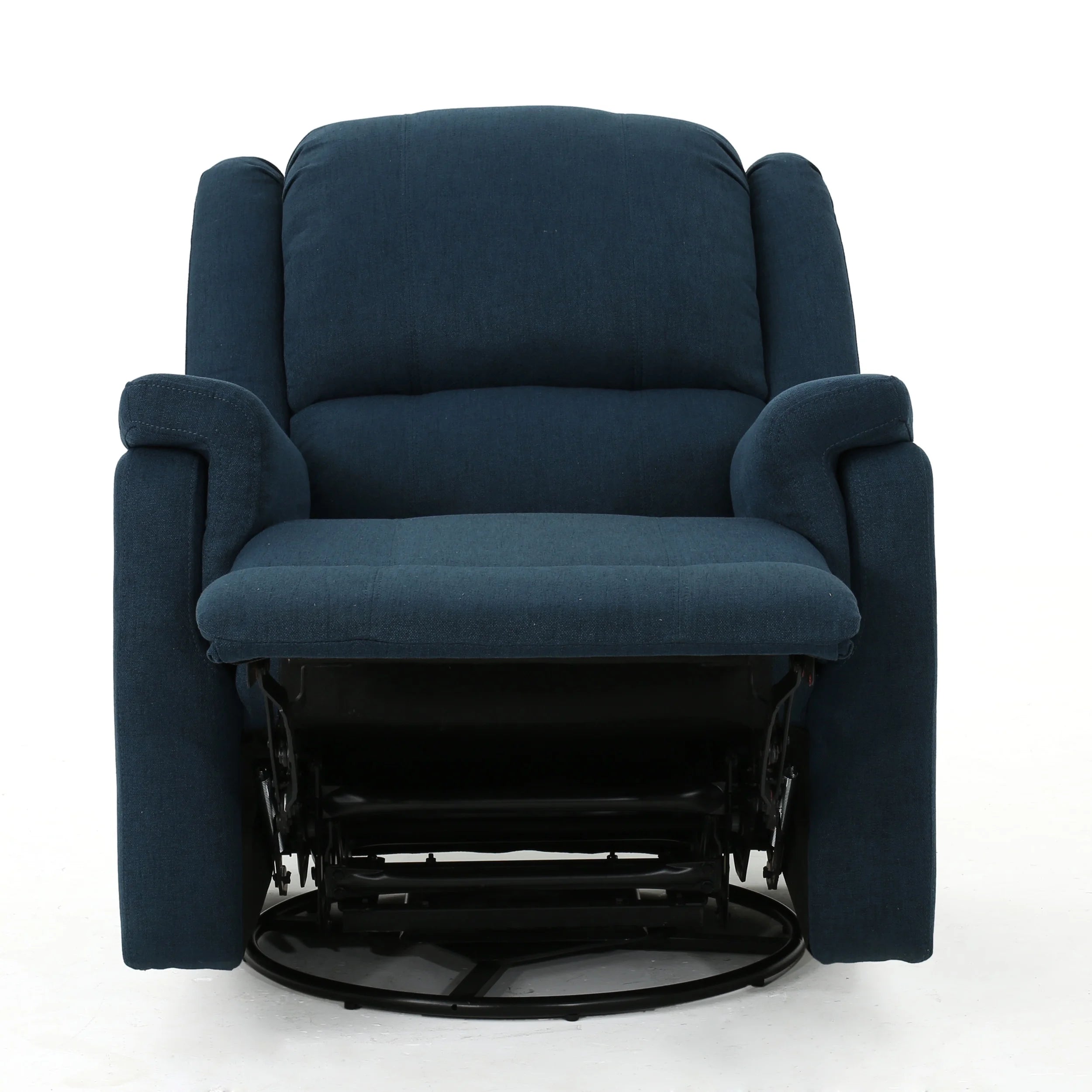 Navy Blue Fabric Tufted Swivel Glider Recliner Q186