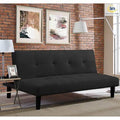 Convertible Casual Sofa Black Microfiber Polyester Futon G984