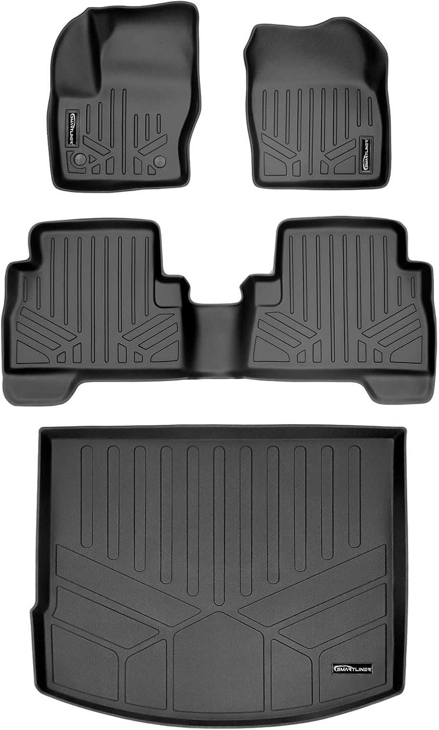 Custom Fit Floor Mats 2 Rows and Cargo Liner Set Black S1973