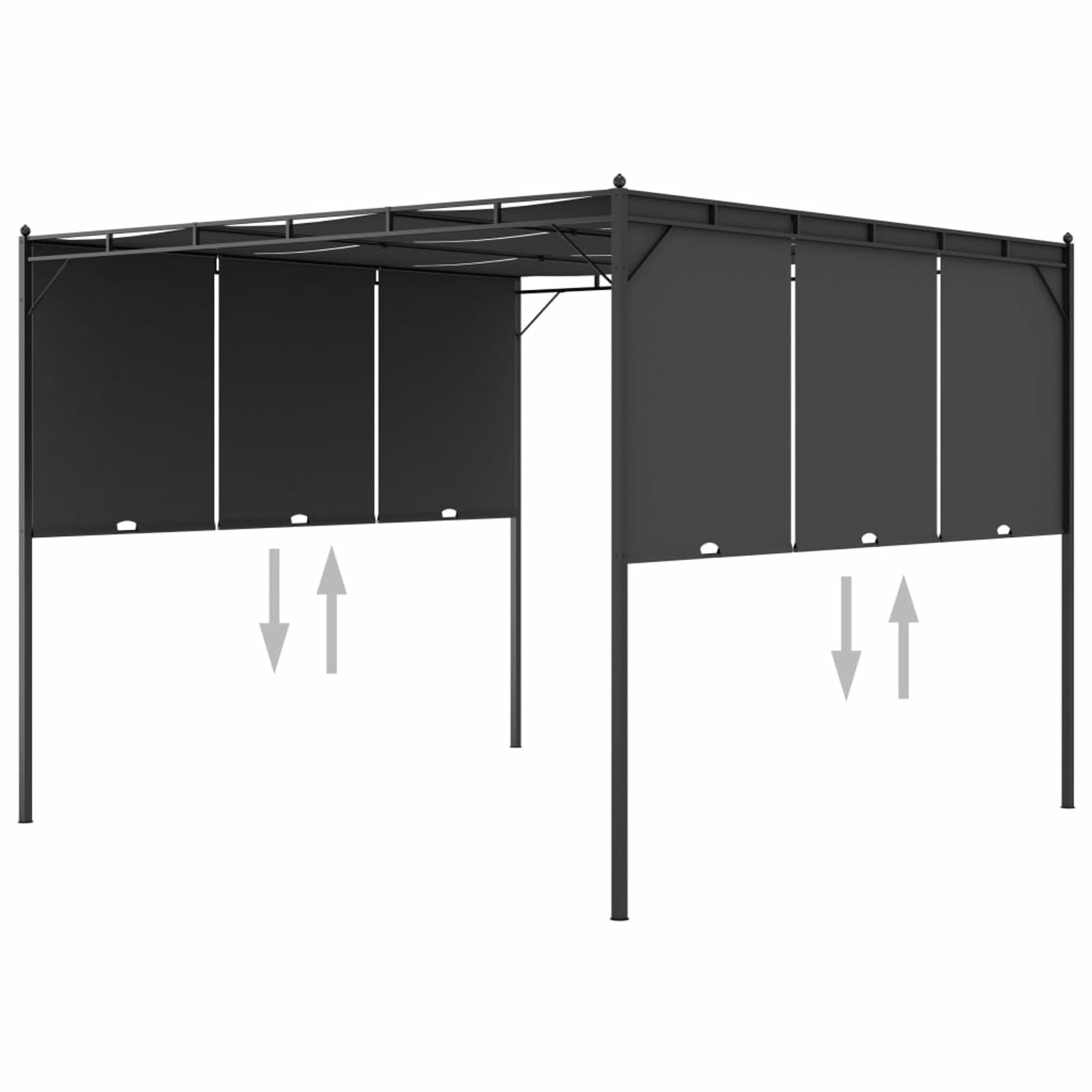 Garden Gazebo with Side Curtain Steel Frame Sun Shade Shelter 118.1 x 118.1 x 88.6 Inches O52213