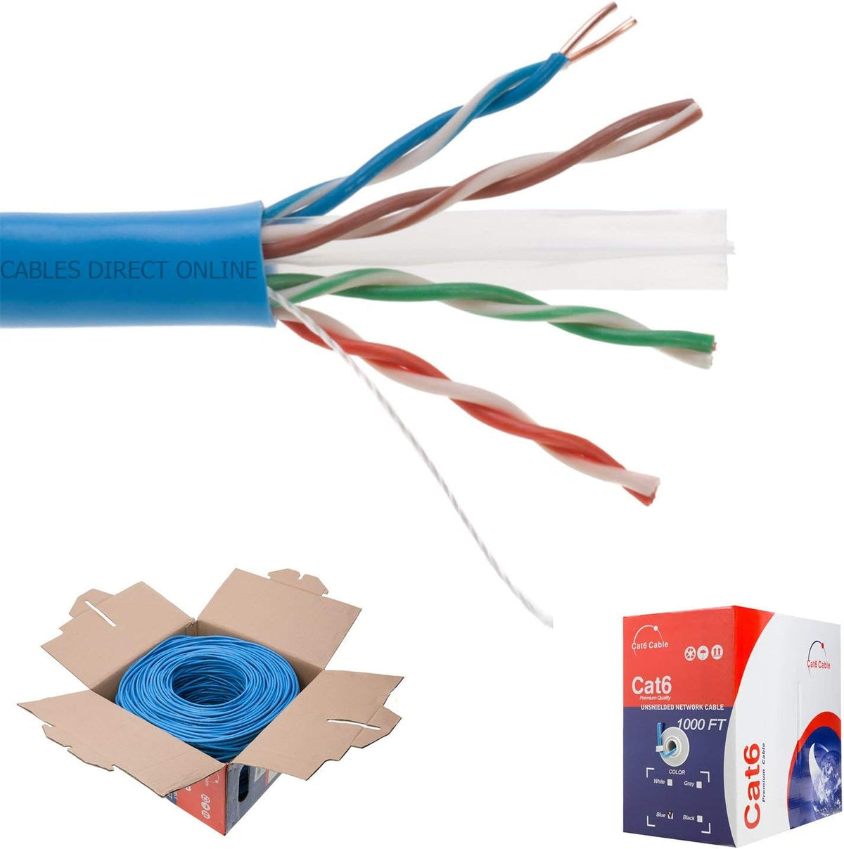 Orange CAT6 1000ft UTP Solid Ethernet Cable 23AWG G140