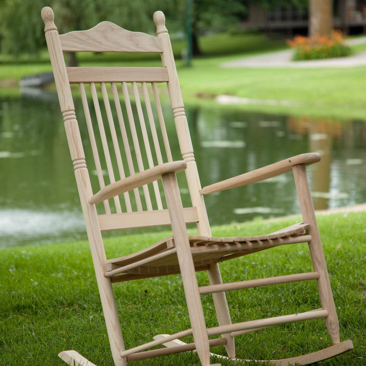 Coastal Peach, Orange Wood Rocking Chair V406644
