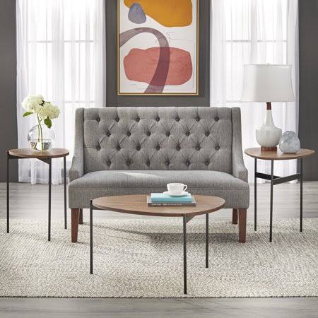 3 Piece Walnut and Black Accent Table Set B9093