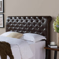 Brown Bonded Leather Rolled Tufted Headboard B49328