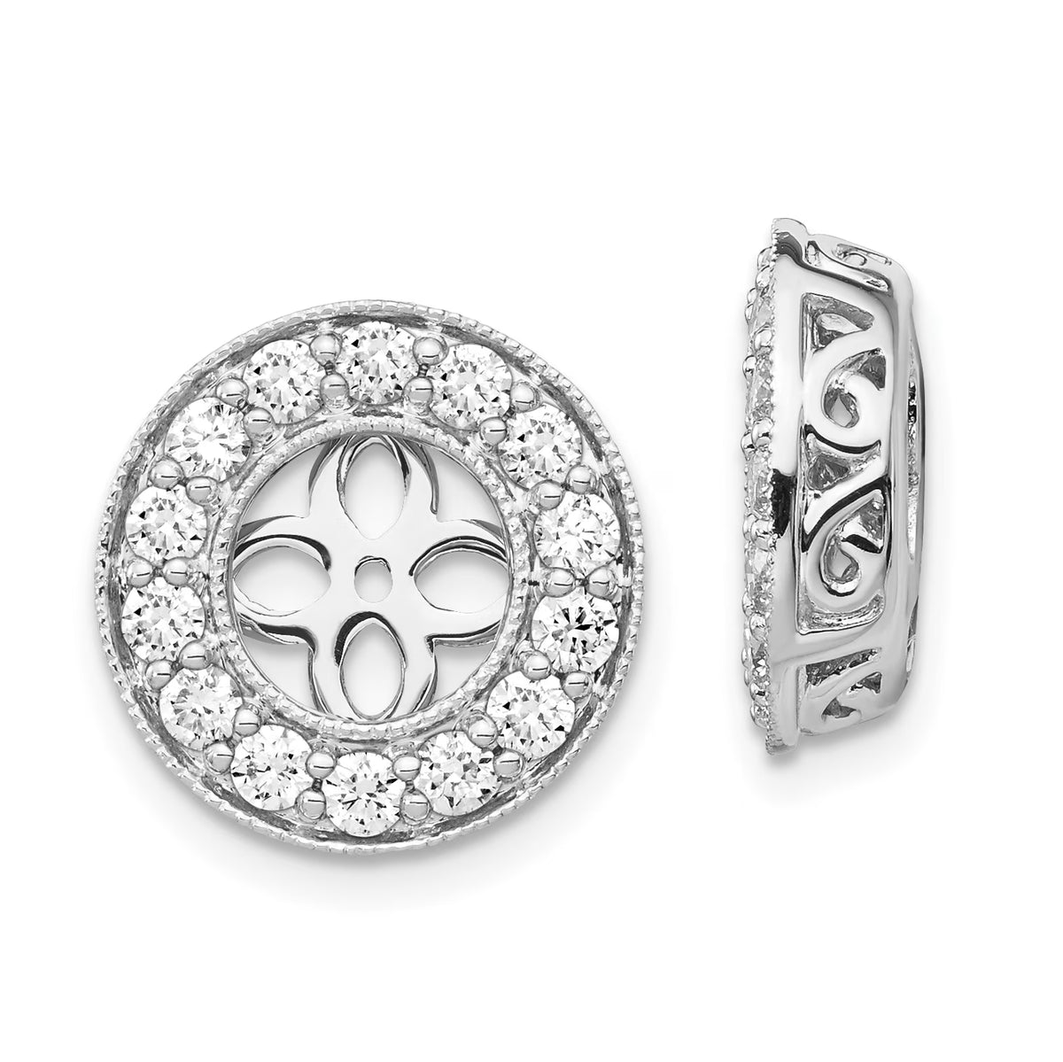 14K White Gold Lab Grown Diamond Studs Earring Jackets N2061