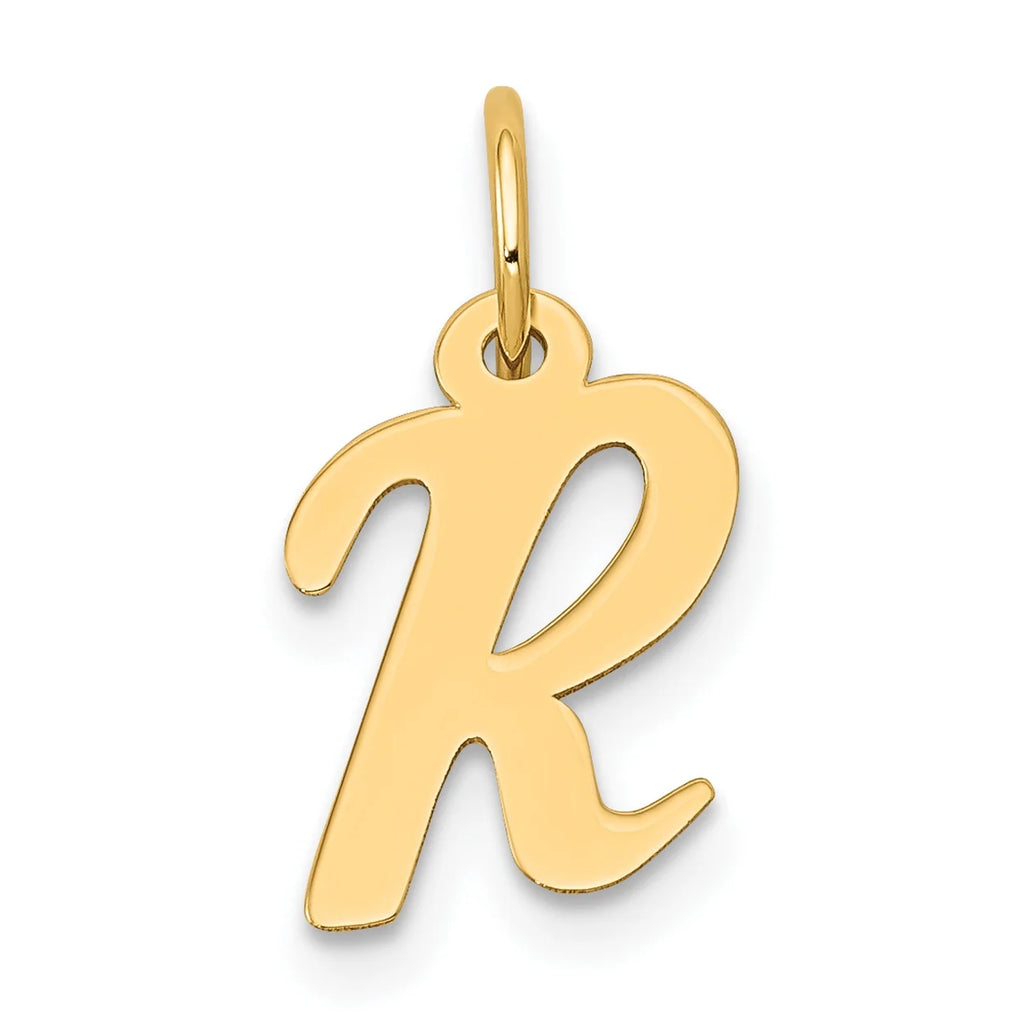 14K Yellow Gold Letter R Initial Pendant Charm V483
