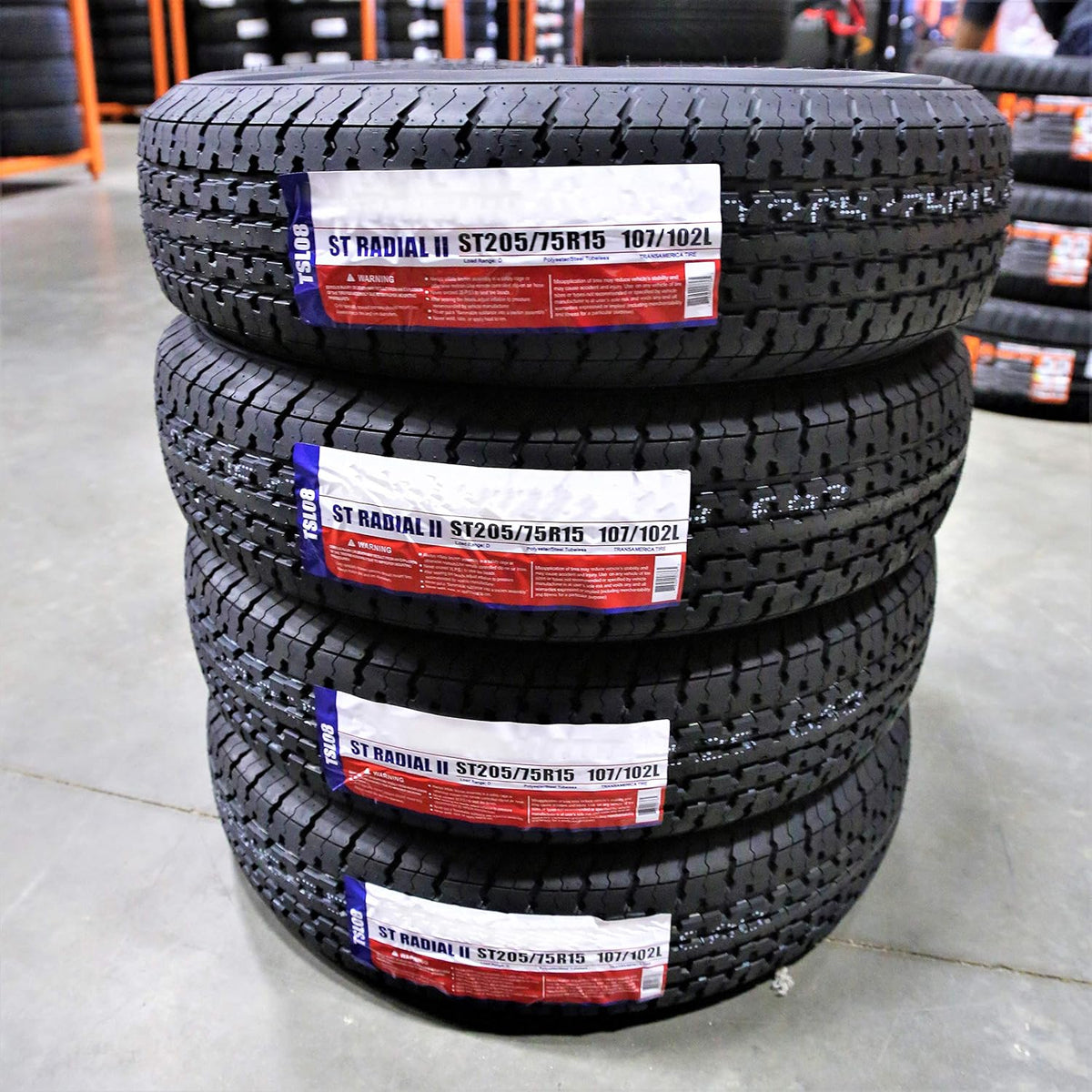 Set of 4 Trailer Radial Tires ST205/75R15 Load Range D 8-Ply BSW A5633