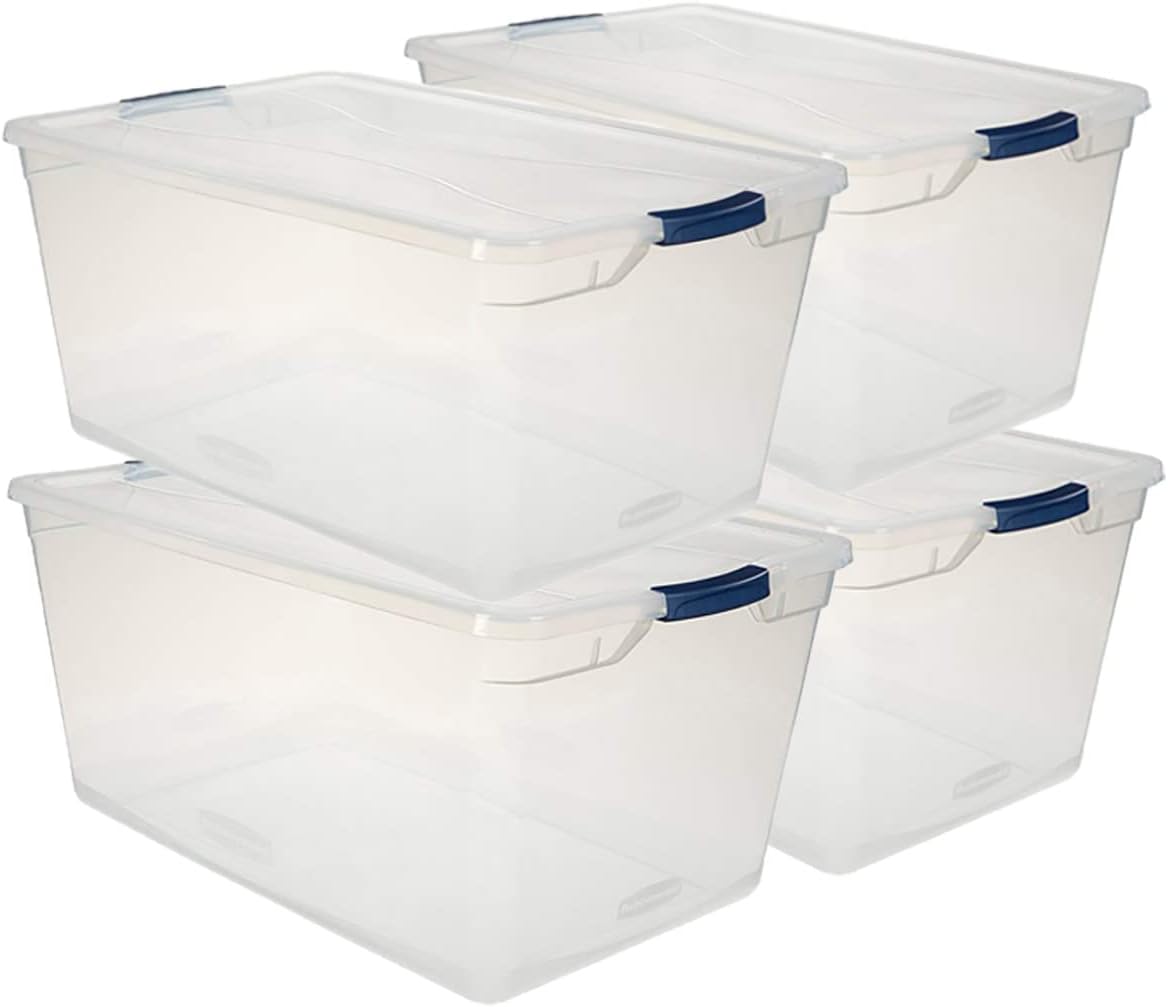 Clear 6 QT Pack of 12 Stackable Plastic Storage Containers with Lids D109