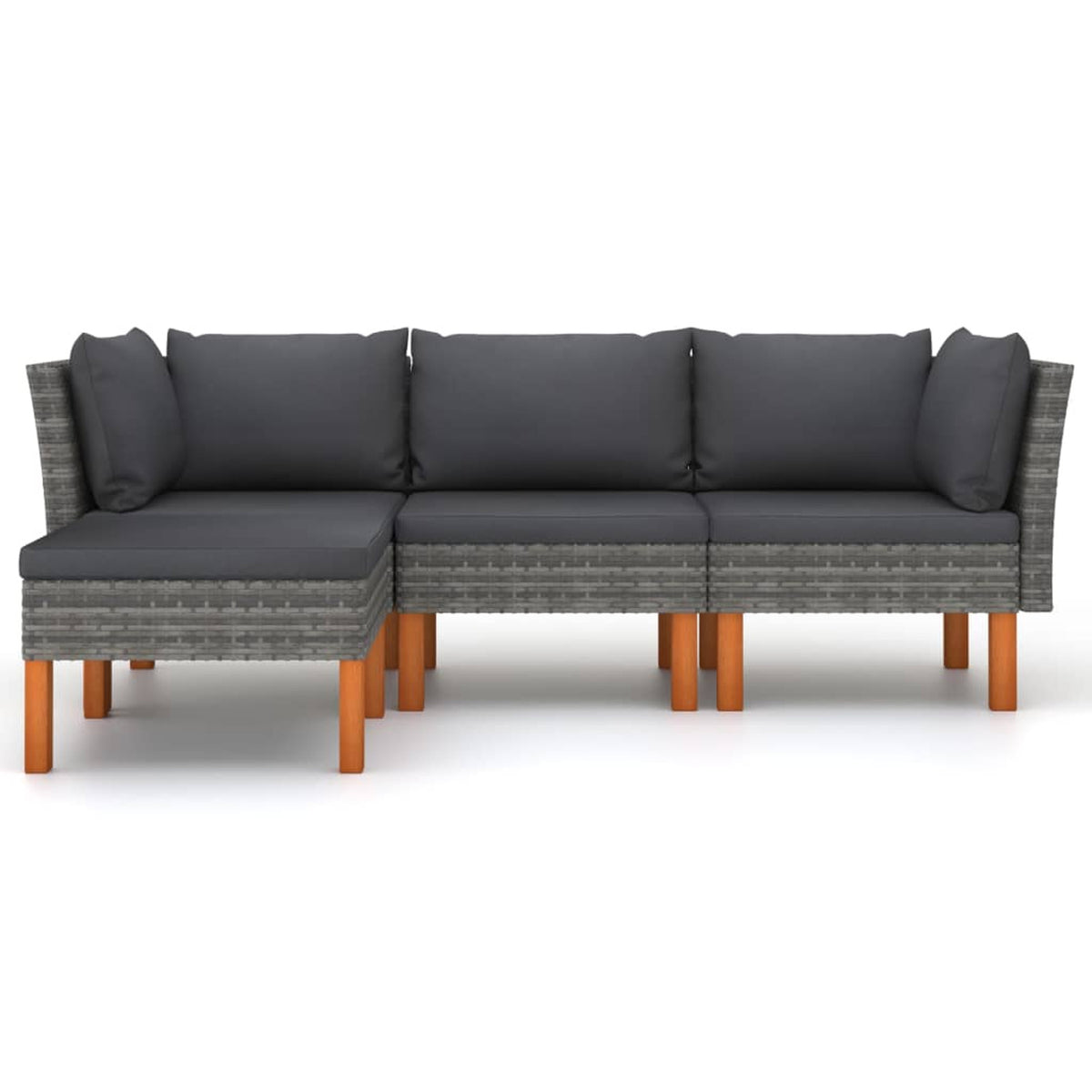 4 Piece Poly Rattan Garden Set with Cushions Gray W8085