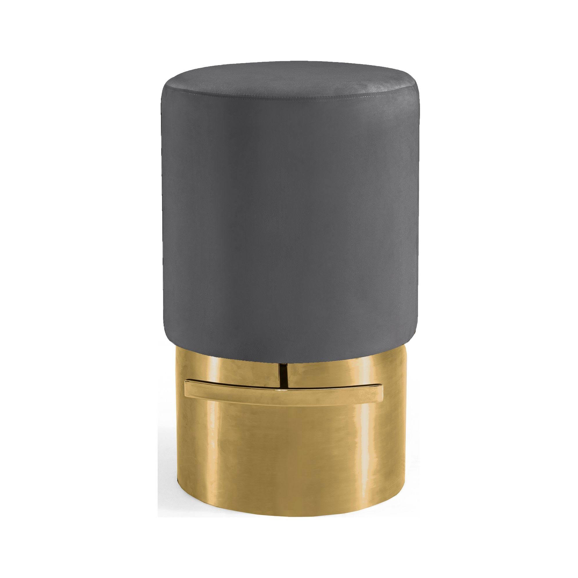 Grey Velvet Stool E5632