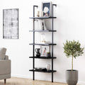 White/Gold 5-Shelf Ladder Bookcase with Metal Frame C655