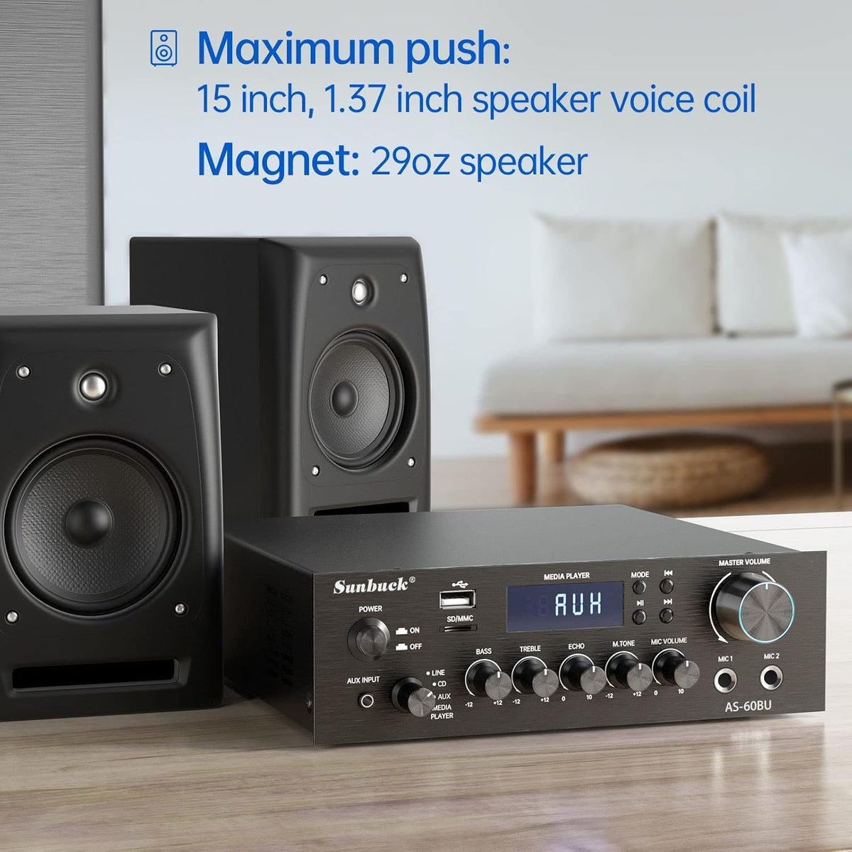 180W Wireless Bluetooth Stereo Amplifier with Remote Control Y98813