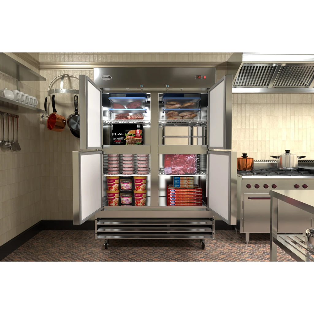 54 in. Commercial Stainless Steel Solid Half Door Reach-In Freezer, 47 cu. ft. R45758