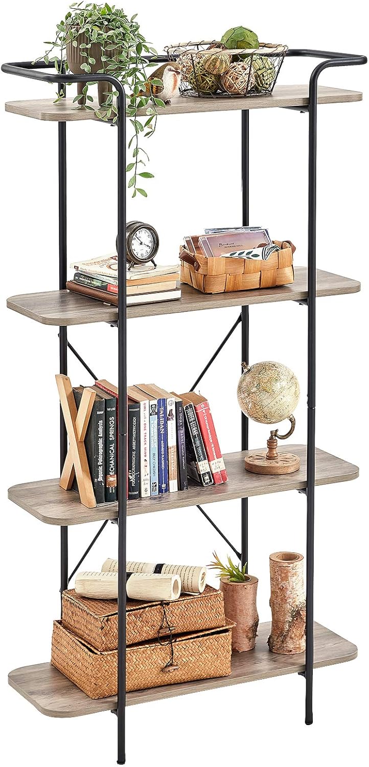 4-Tiers Rustic Oak Ladder Bookcase Q775