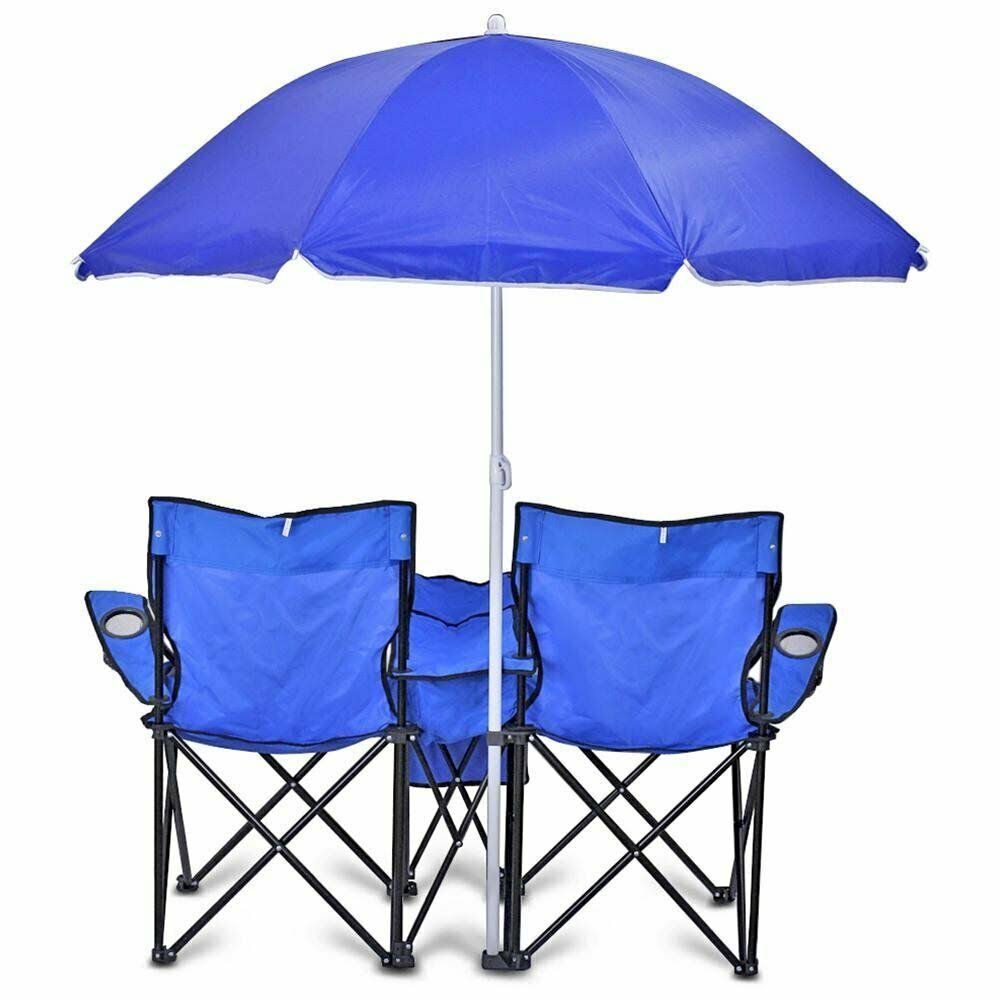 Blue Portable Double Folding Chair with Carry Case K573723