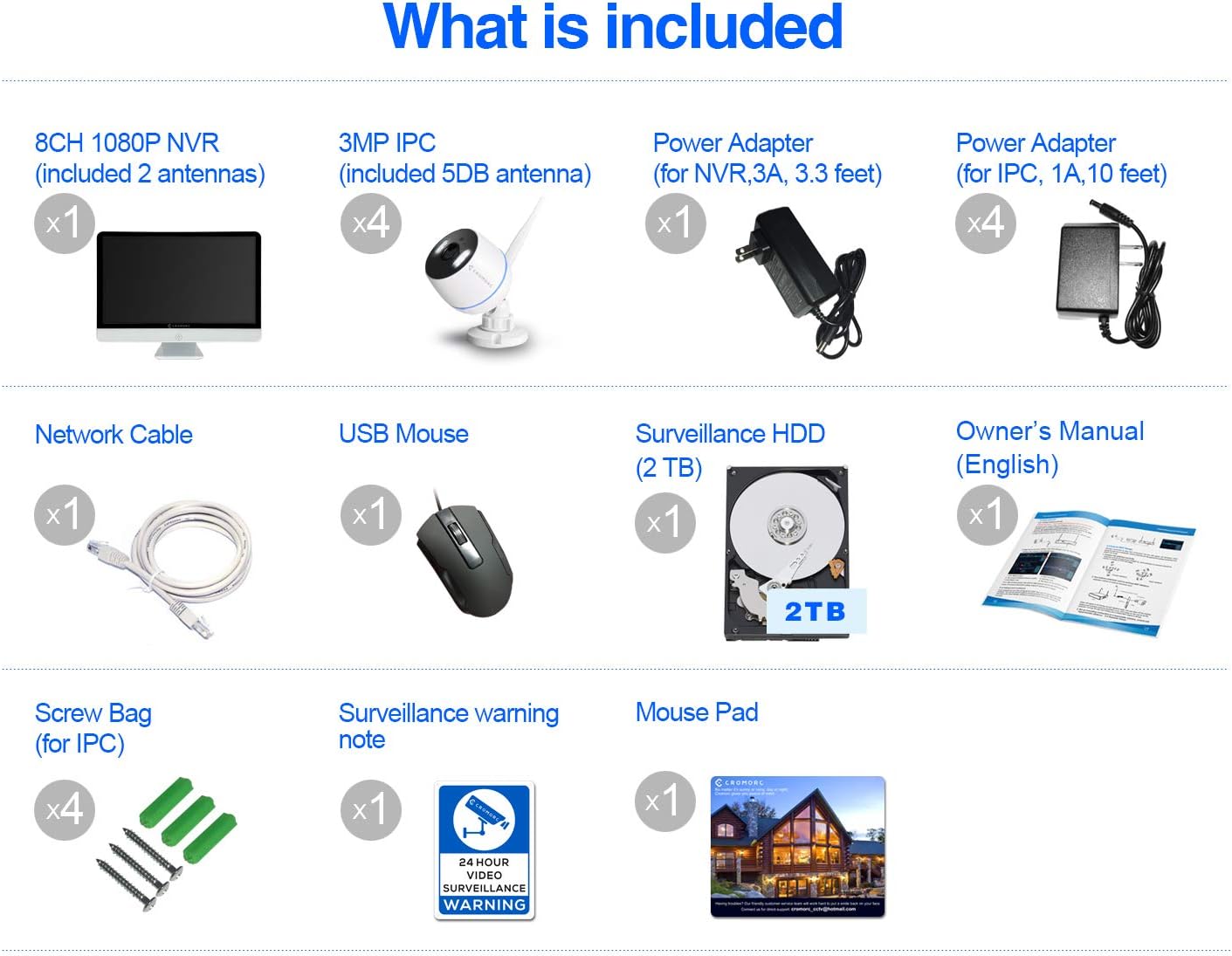 15.6 IPS Monitor 4PCS 3MP Camera Wireless Security Camera System with 2TB HDD X3185