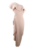 Ruffled One-Shoulder Gown V6158