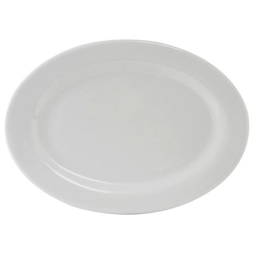 White Wide Rim Oval Platter E3344