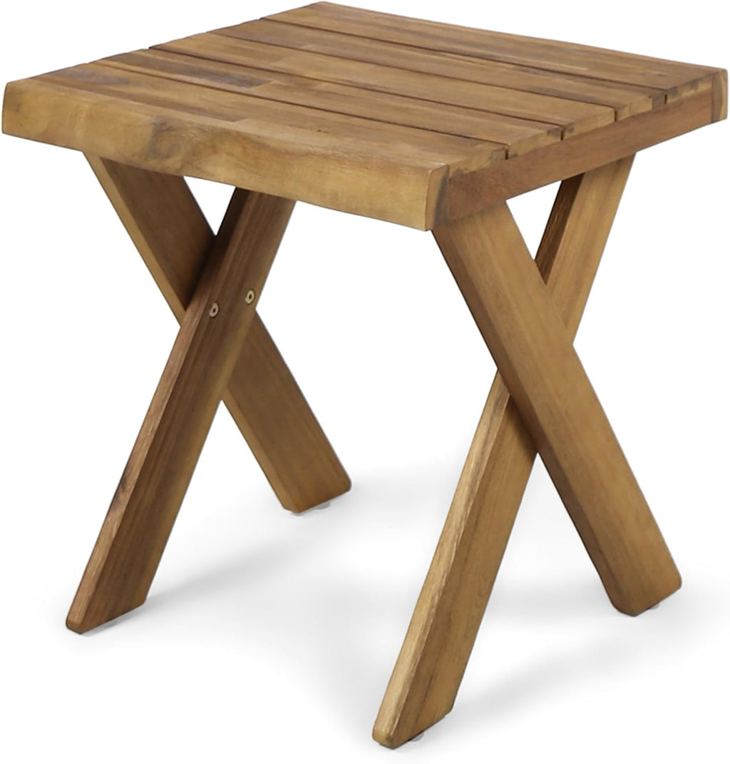 Sandblast Teak Finish Acacia Wood Side Table P296441