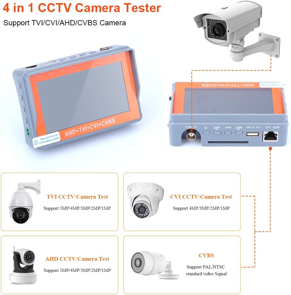5 Inch 4 in 1 HD 1080P Portable CCTV Tester Monitor V72304