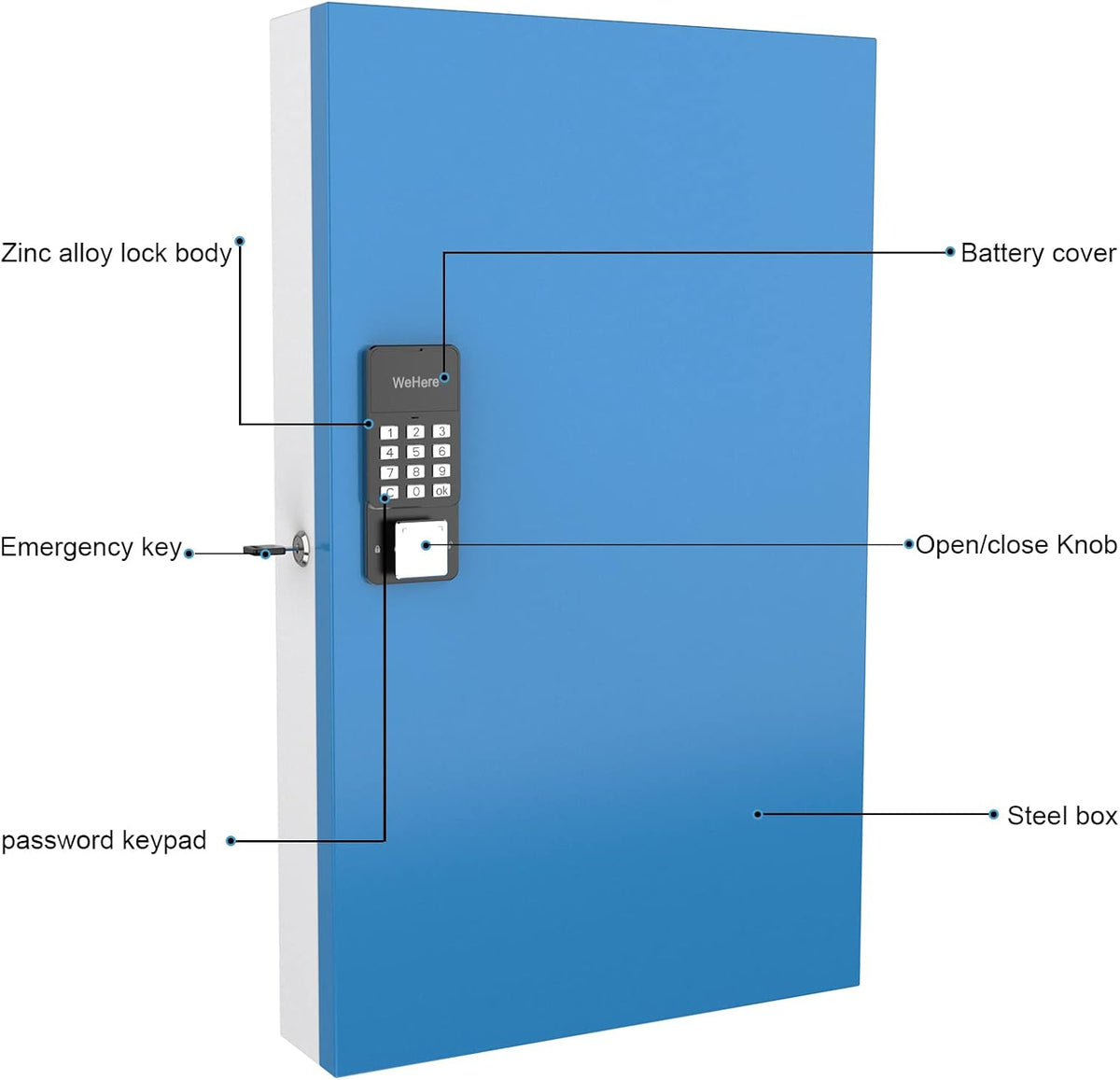 Key Lock Box 192 Keys with Bluetooth Unlock Metal Key Cabinet Wall Mount H8666